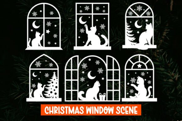 6 Christmas Cat Window Decal SVG Review