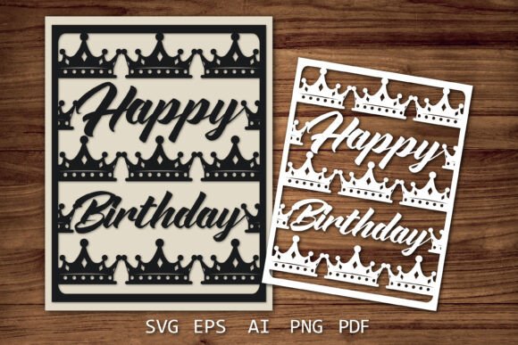 Birthday Card Paper Cut SVG for Embroidery