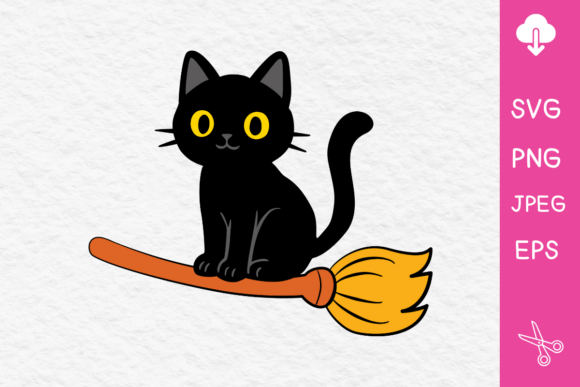 Black Cat on Witch Broomstick SVG Review