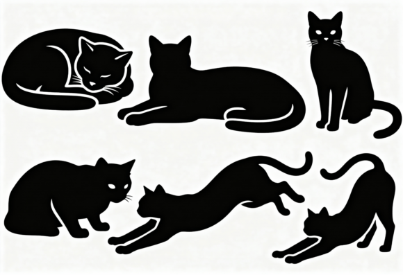 Black Cat Silhouettes Collection SVG PNG