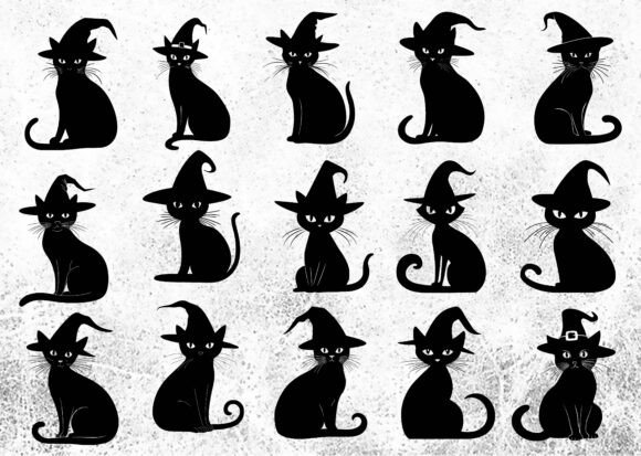 Black Cat Witch Hat SVG Bundle Cut File