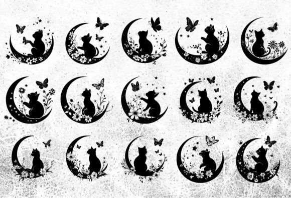 Cat Moon with Flower SVG Bundle Cut File Review