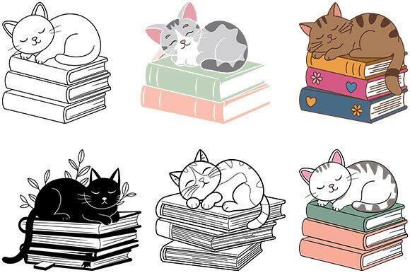 Cat on Books Svg,Book Lovers Svg Bundle Review