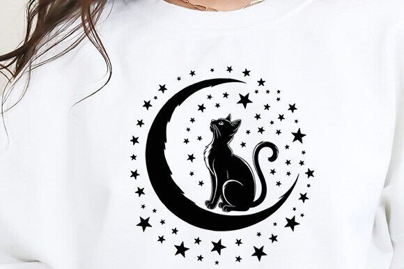 Cat on the Moon SVG, Crescent Moon Svg Review
