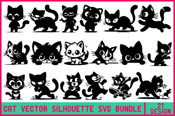 Cat Vector Silhouette SVG BUNDLE Review
