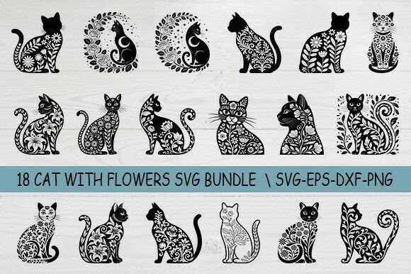 Cat with Flowers Svg Bundle Review