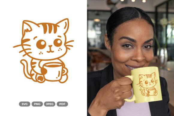 Cute Cat Drinking Coffee SVG Review