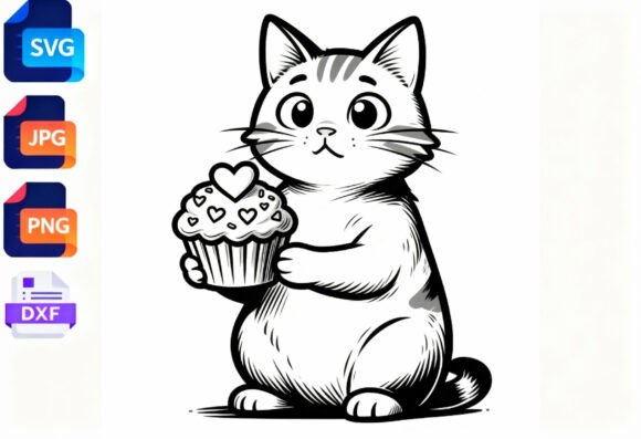 Cute Cat Holding Cupcake SVG Review