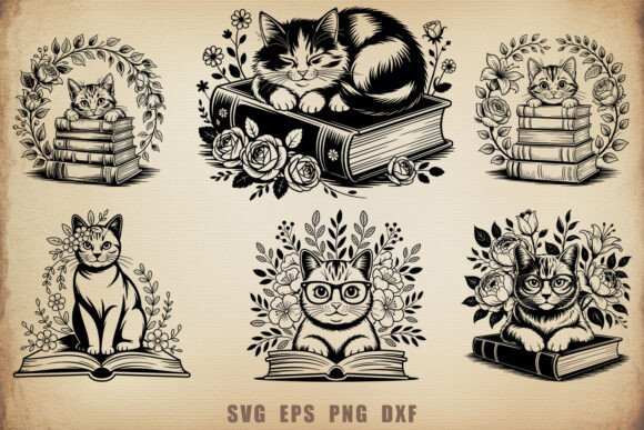 Cute Cat with Flowers Books SVG Bundle Review
