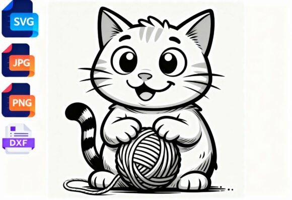 Cute Cat with Yarn Ball SVG: A Designer's Review