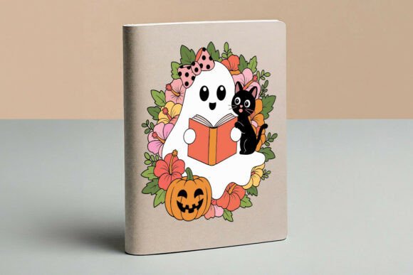 Cute Ghost Reading Book Svg, Png Files Review