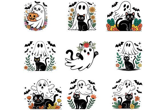 Ghost and Cat Halloween Floral Svg Bundle Review