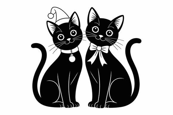 Winter Black Cat with Santa Scarf SVG Review