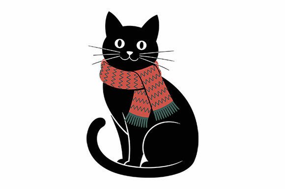 Winter Black Cat with Scarf SVG Review